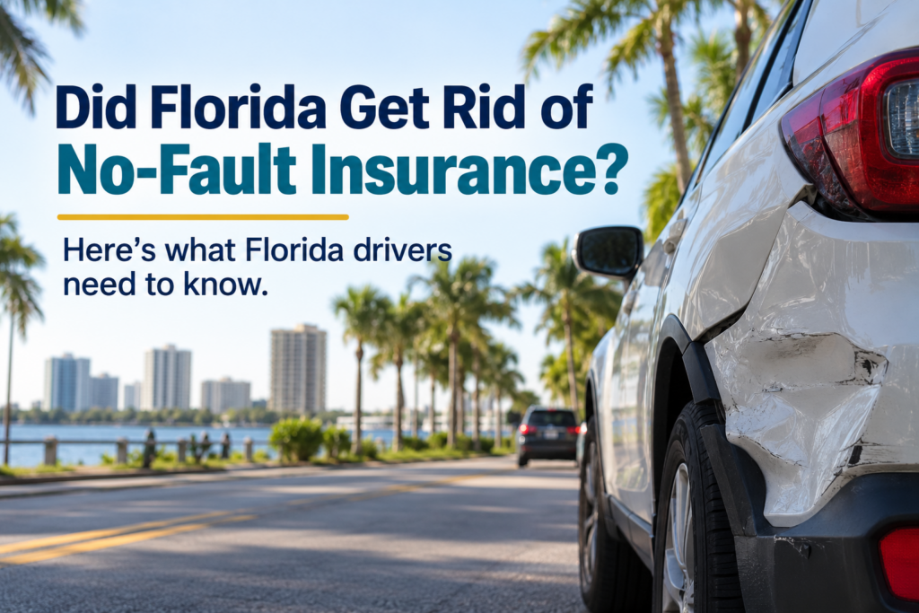 car with a fender bender with a question about Florida getting rid of no-fault insurance